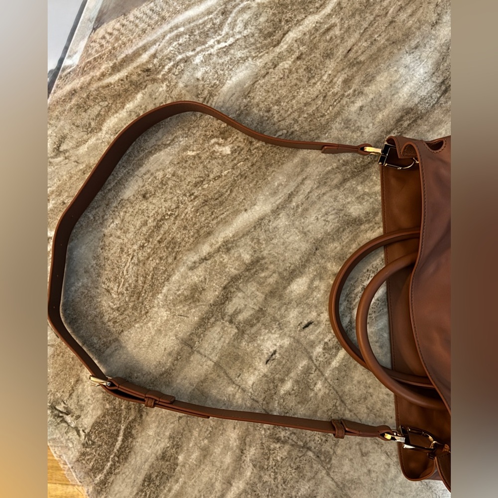 GABRIELA HEARST Tote Cognac Brown Carryon Leather Bag Shopper Crossbody Handbag - Picture 9 of 13